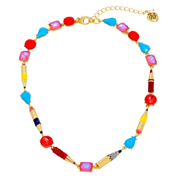 Betsey Johnson Jewelry - New Betsey Johnson Faux Stone Back To School Pencil Collar Necklace